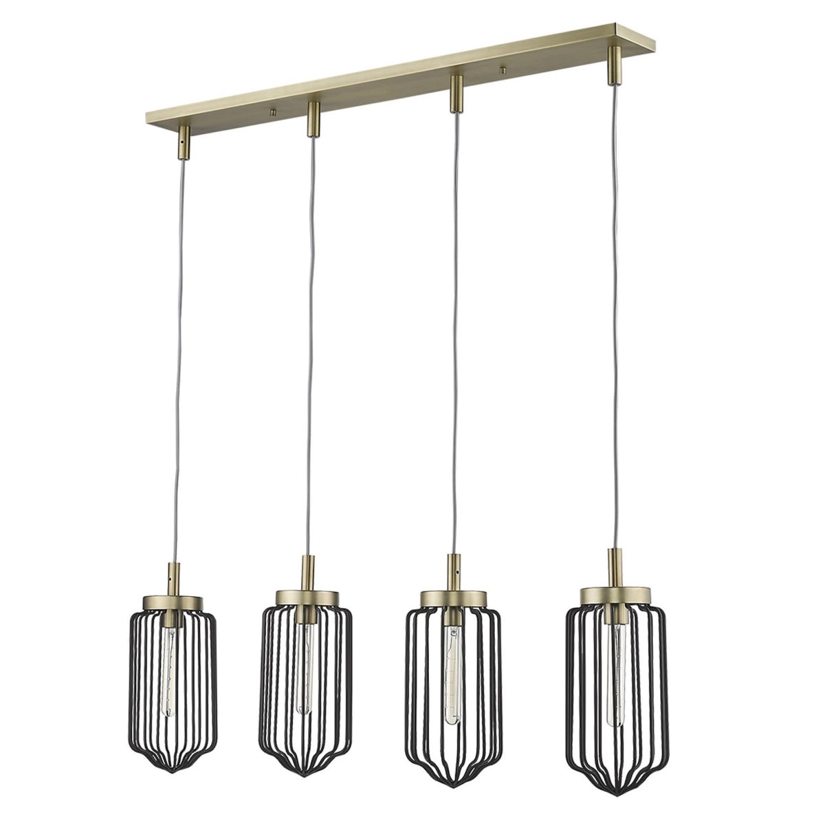 15 x 6.25 x 42.75 in. Reece 4-Light Aged Brass Island Pendant