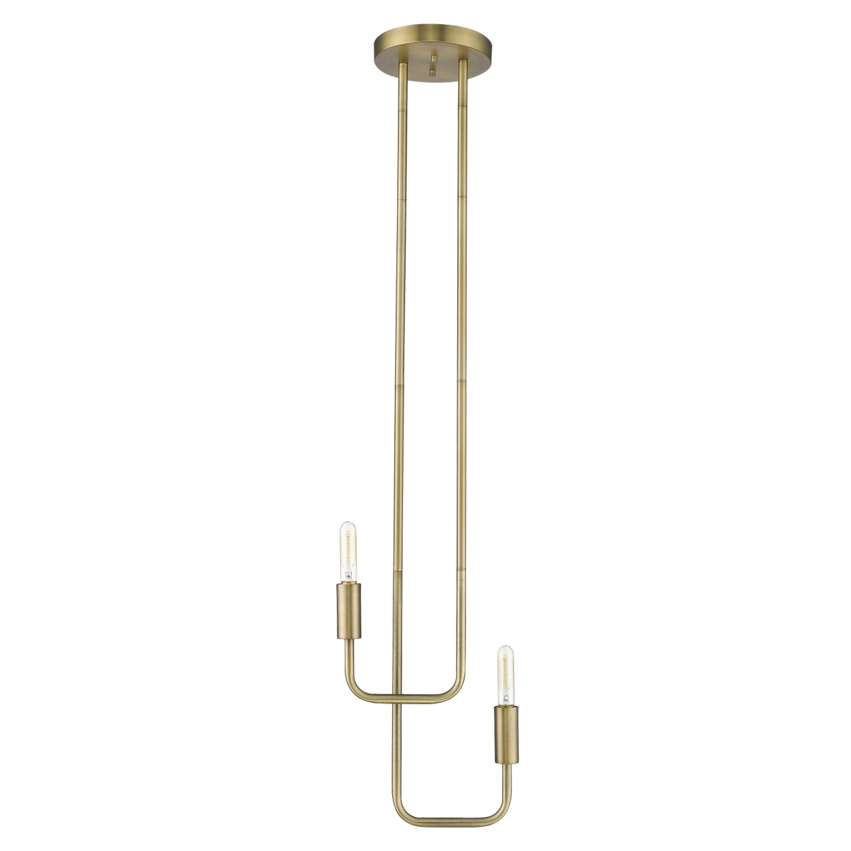 15 x 2.75 x 12 in. Perret 2-Light Aged Brass Pendant
