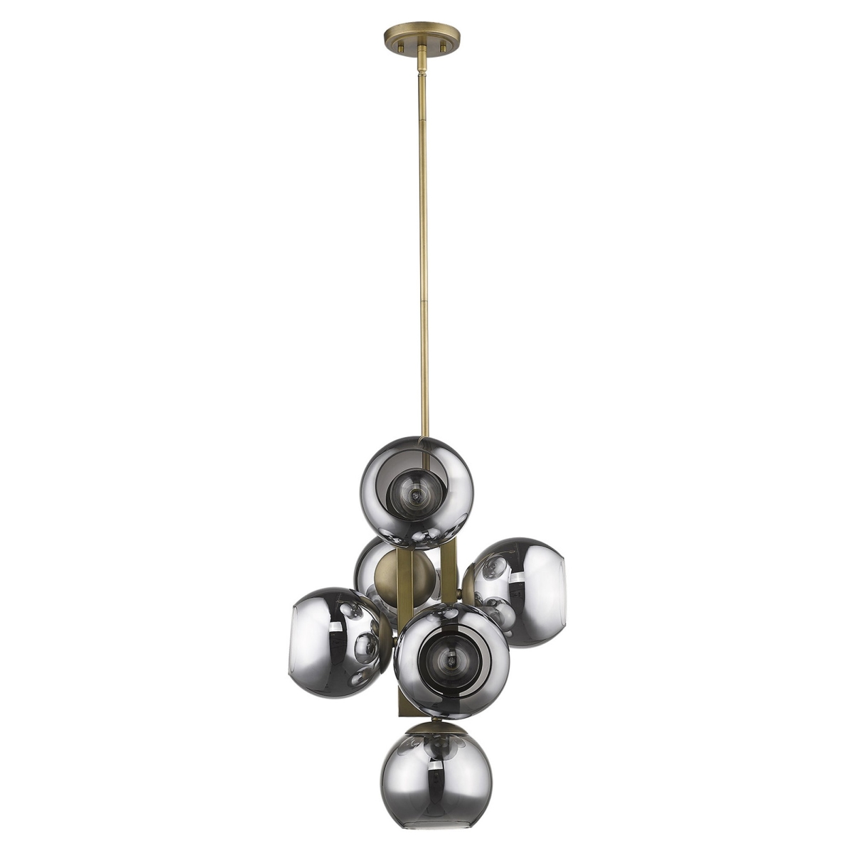23.75 x 14 x 17.5 in. Lunette 6-Light Aged Brass Pendant