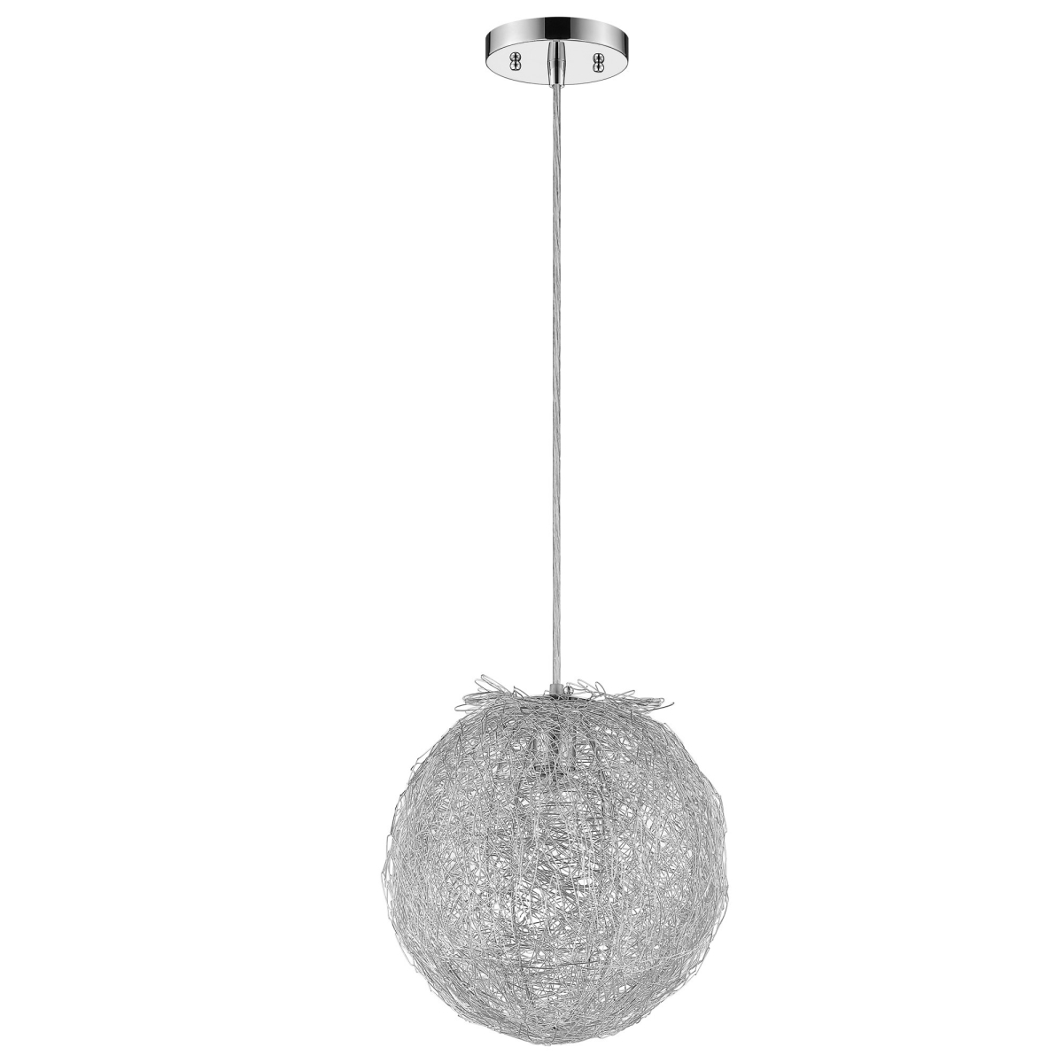 8 in. Distratto 1-Light Polished Chrome Pendant Enmeshed Aluminum Wire Shade