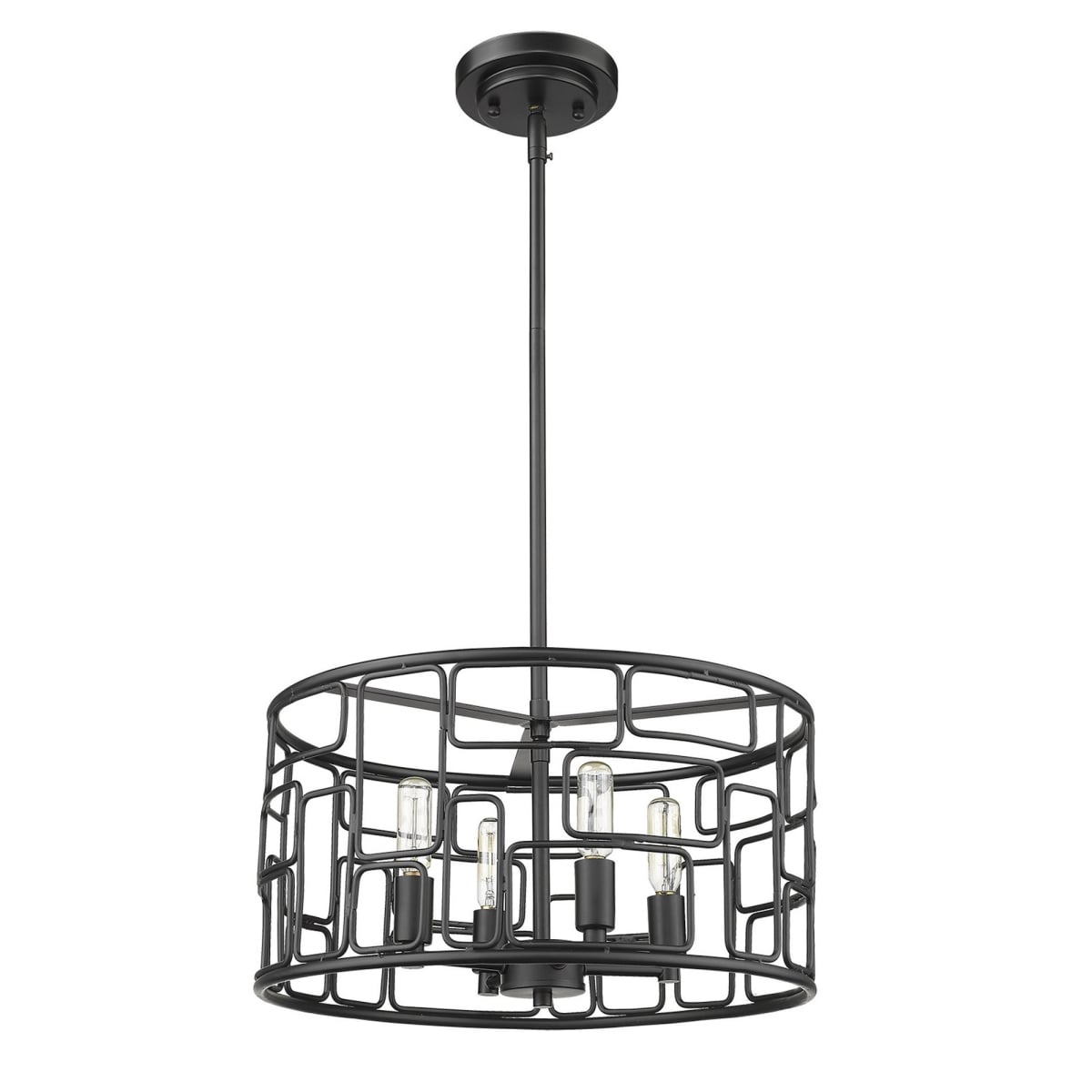 8.25 x 16 x 16 in. Amoret 4-Light Matte Black Convertible Pendant