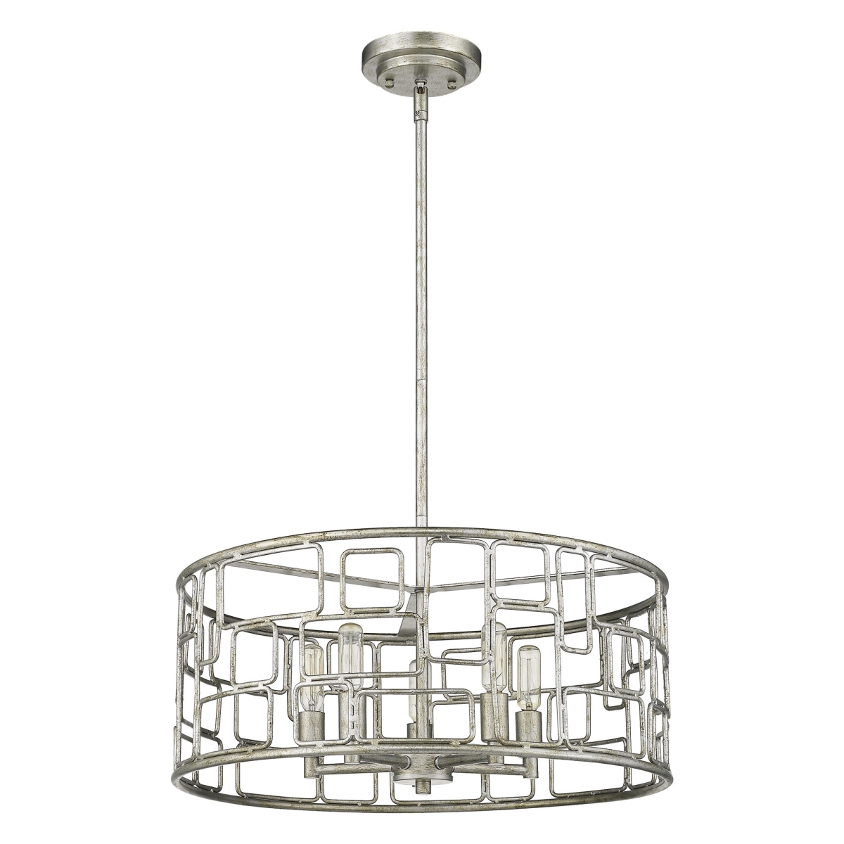 8.25 x 20 x 20 in. Amoret 5-Light Antique Silver Convertible Pendant