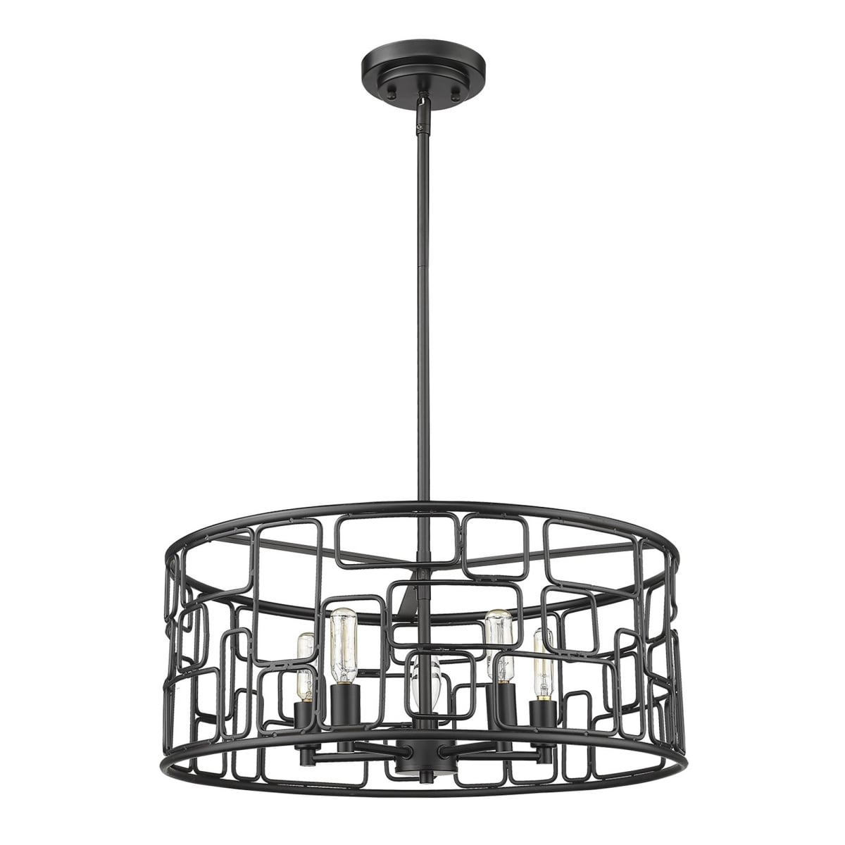 8.25 x 20 x 20 in. Amoret 5-Light Matte Black Convertible Pendant