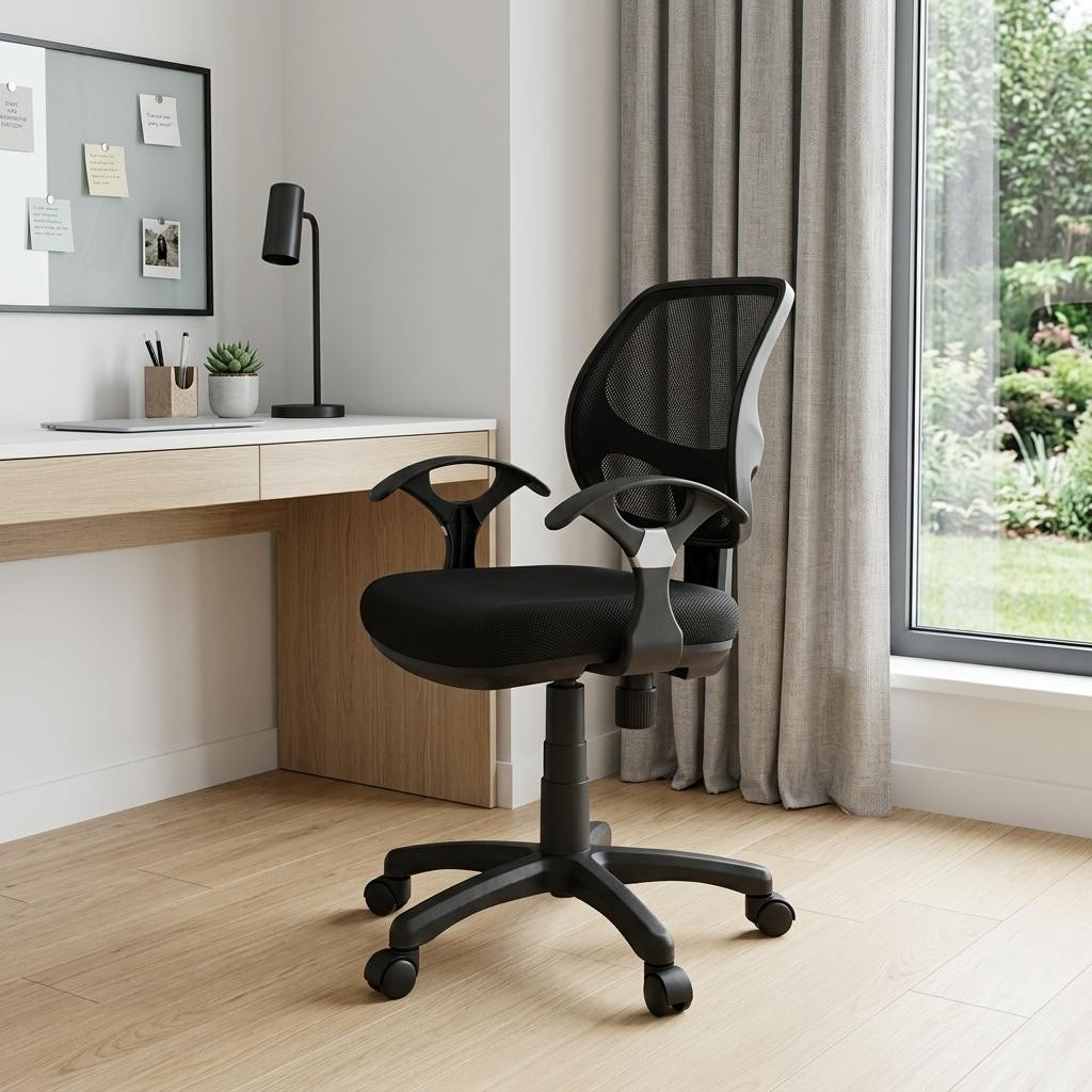 724212 35 in. Black Adjustable Height Swivel Rolling Office Chair