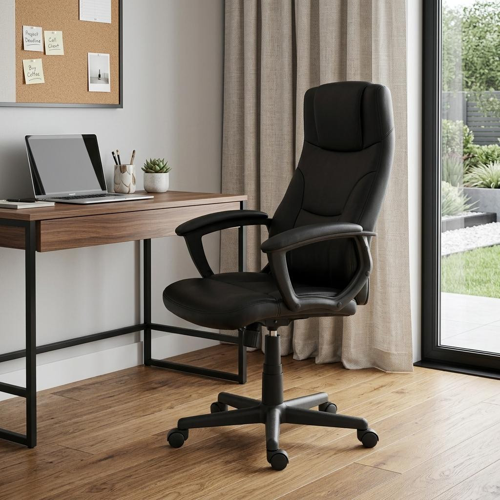 724217 41 in. Black Adjustable Height Swivel Rolling Executive Office Chair