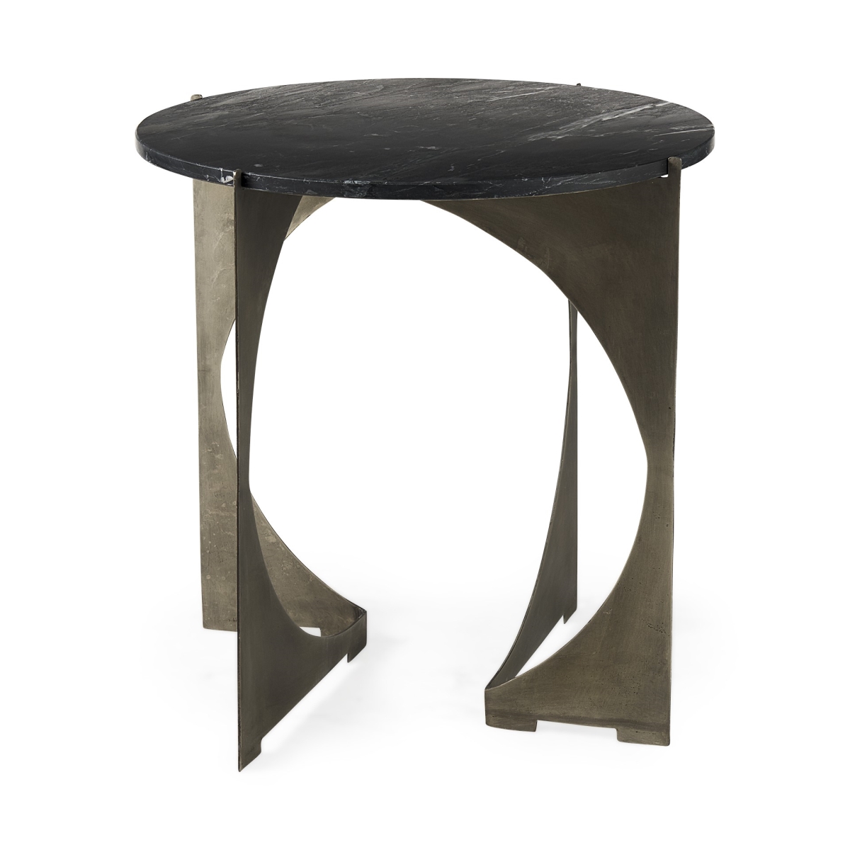 Mod Marble Side Table, Black & Antiqued Nickel