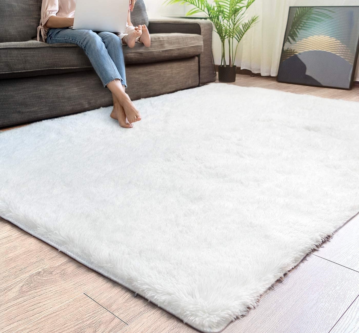 5 x 7 ft. White Solid Modern Area Rug