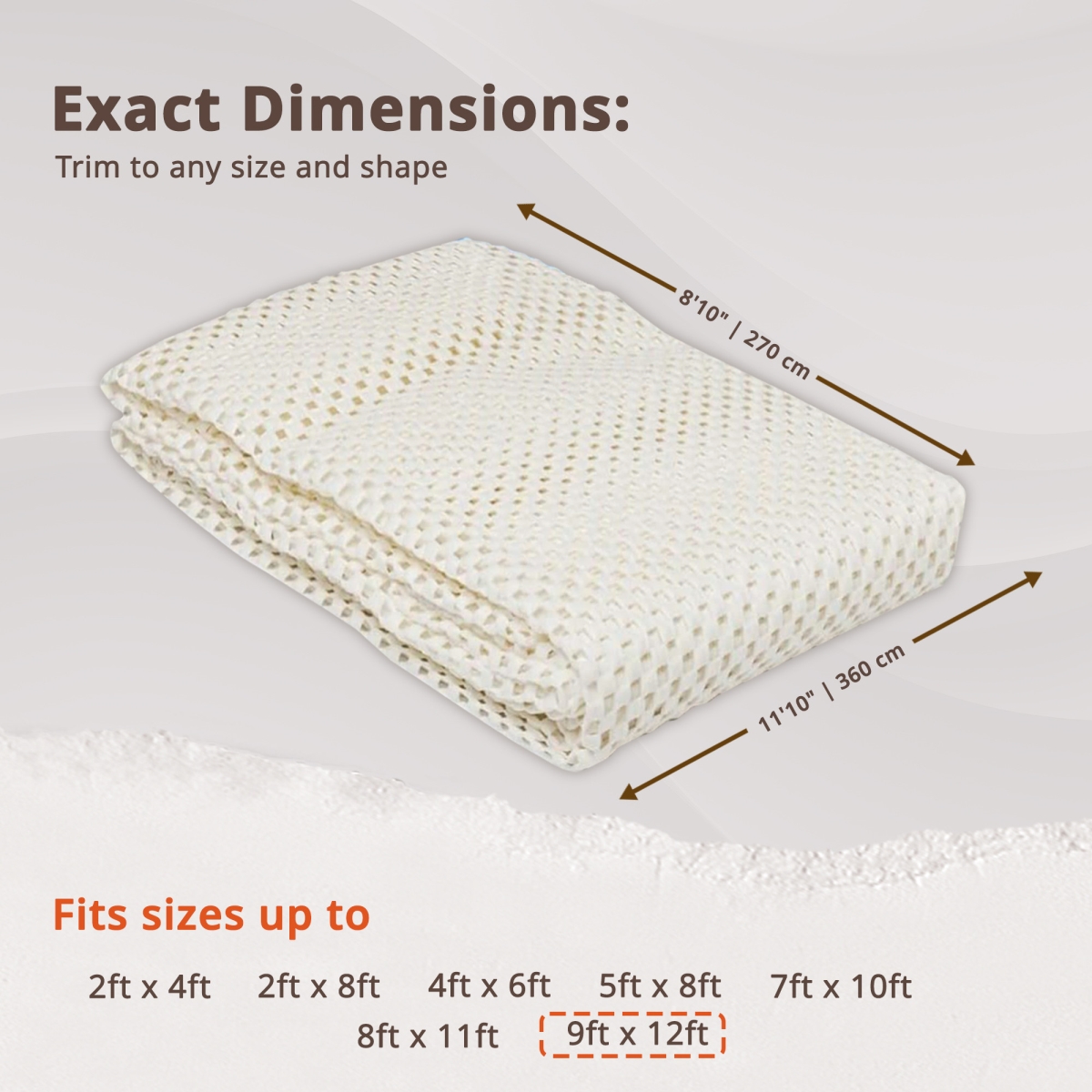 394901 9 x 12 ft. Ivory Kings Premium Non Slip Rug Pad
