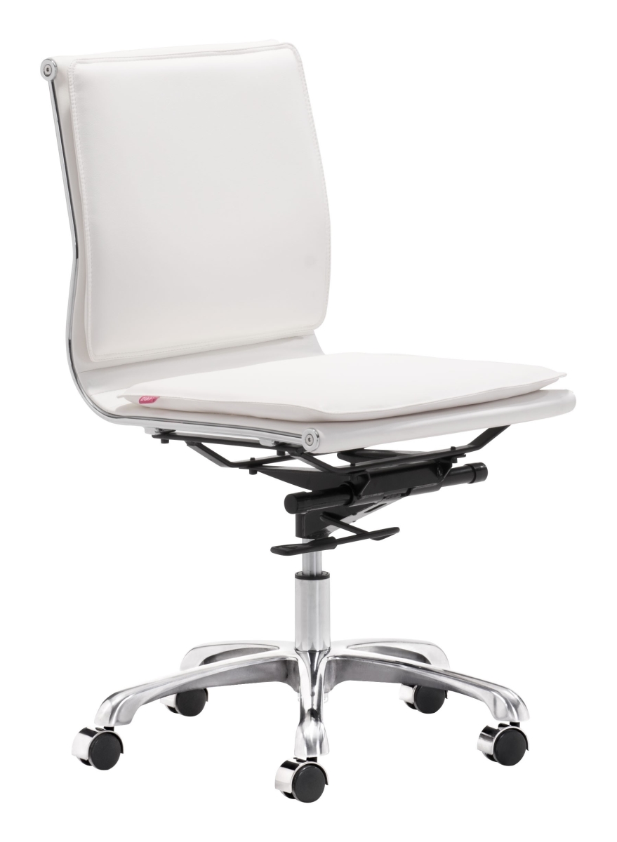 394934 93 x 58.4 x 58.4 in. White Faux Leather Armless Executive Rolling Office Chair