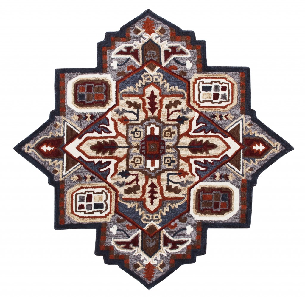7 ft. Maroon & Gray Medallion Area Rug