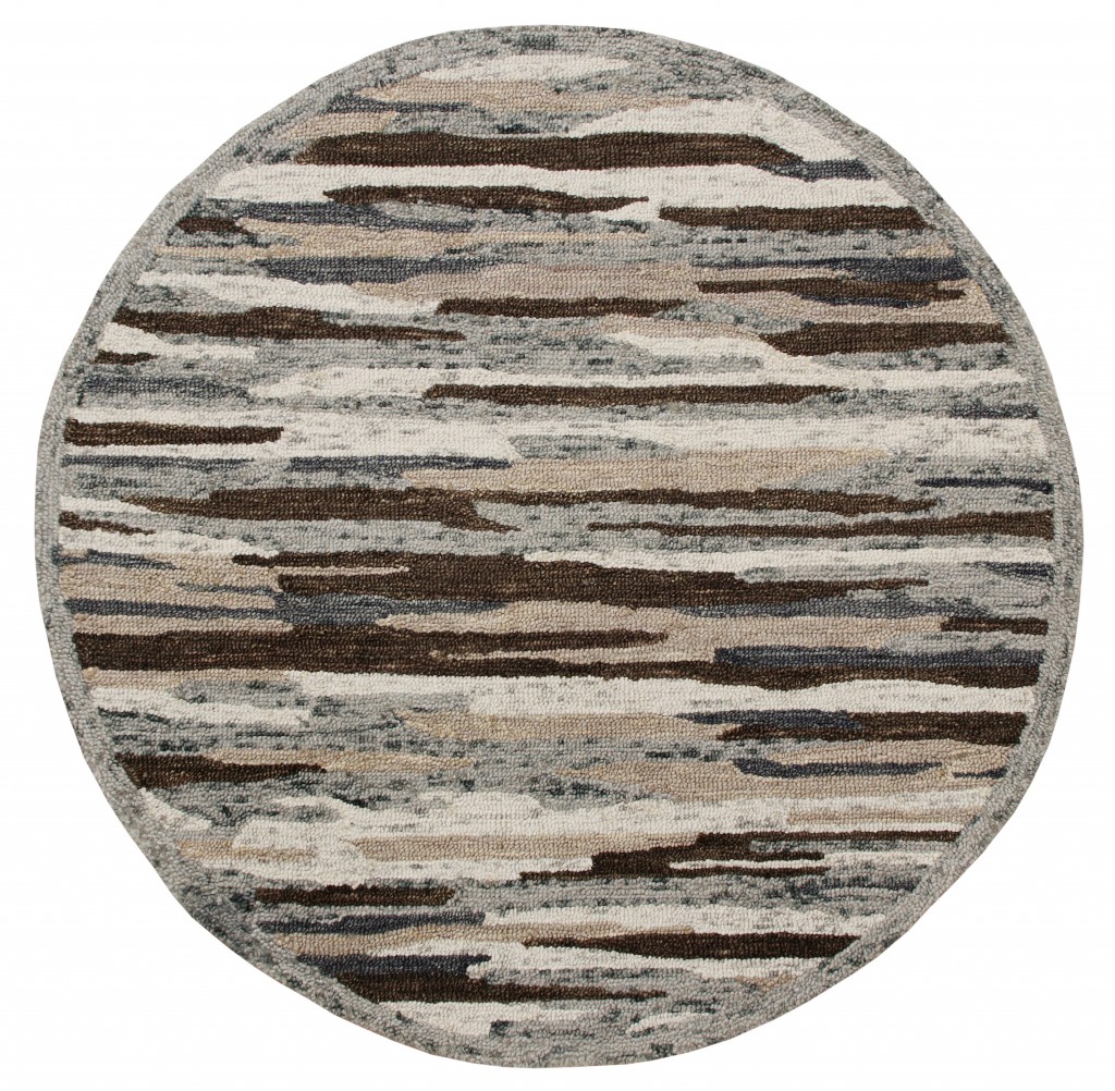 4 ft. Round Brown & Gray Camouflage Area Rug