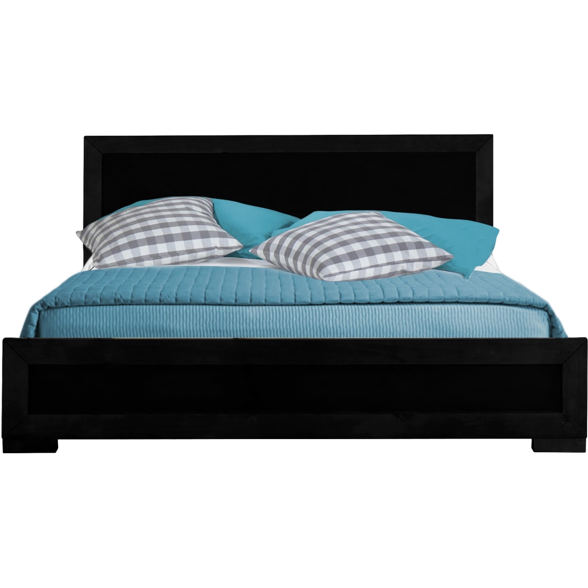 397074 Wood Platform Bed, Black - King Size