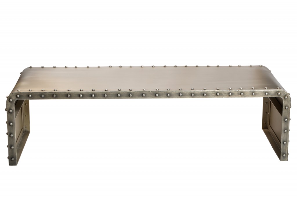 Bench Shaped Metal Coffee Table, Gold