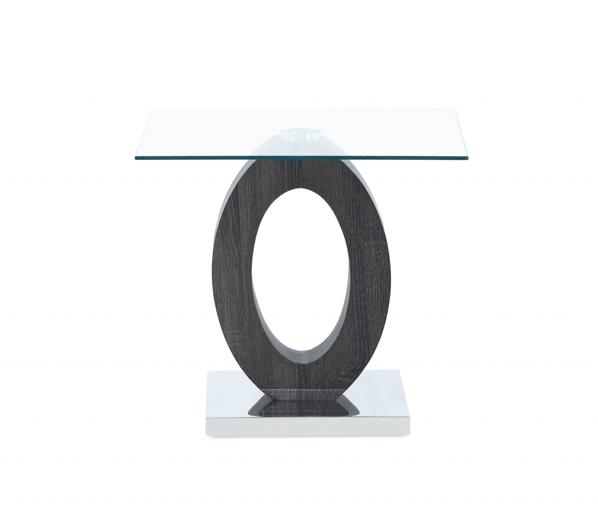 20 x 22 x 22 in. Gray Tone Oval Design Support End Table with Glass Top