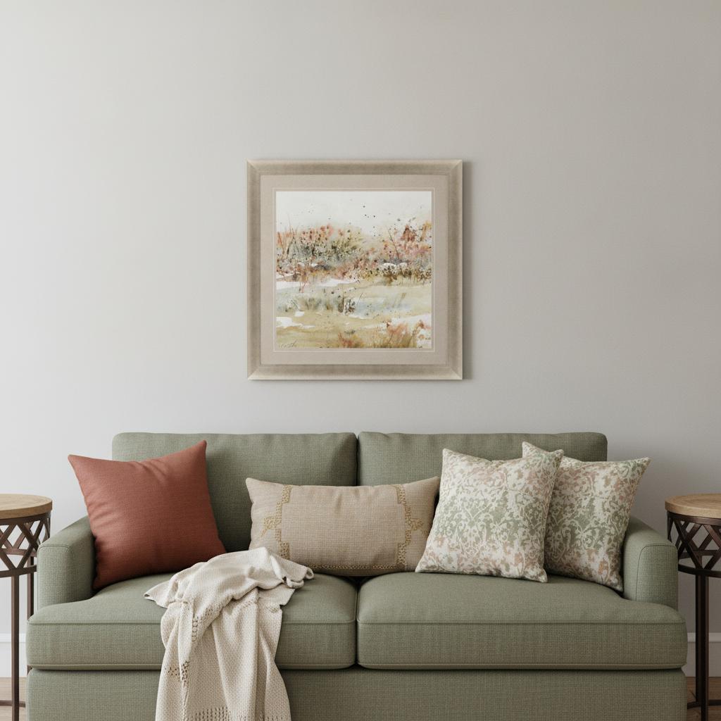 767253 Scent of Fall Landscape Gold Framed Wall Art, Pink