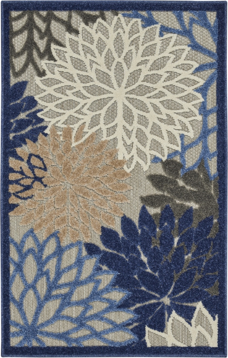 384817 3 x 4 ft. Blue & Multi Color Large Floral Indoor & Outdoor Area Rug