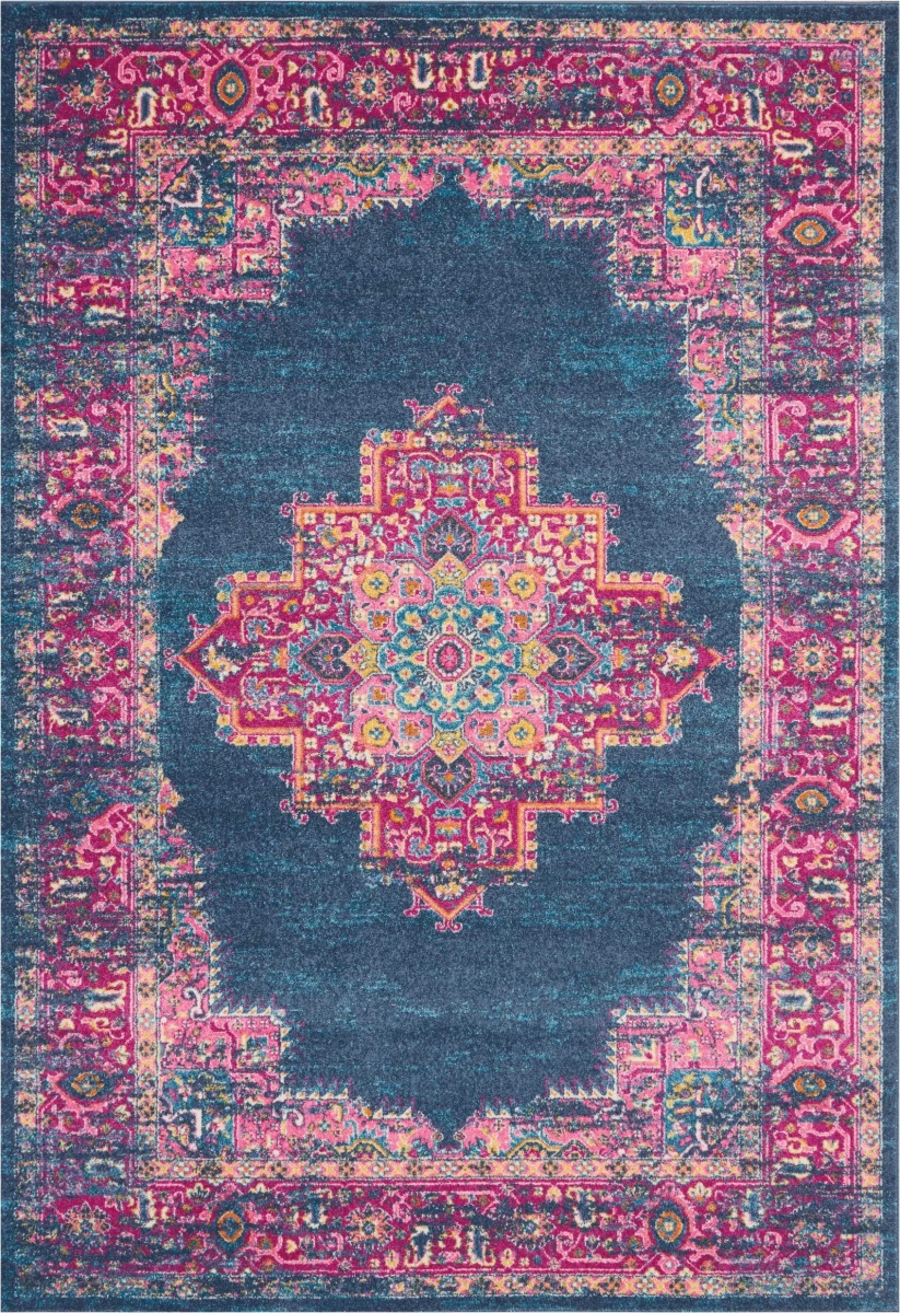385255 7 x 10 ft. Blue & Pink Medallion Area Rug