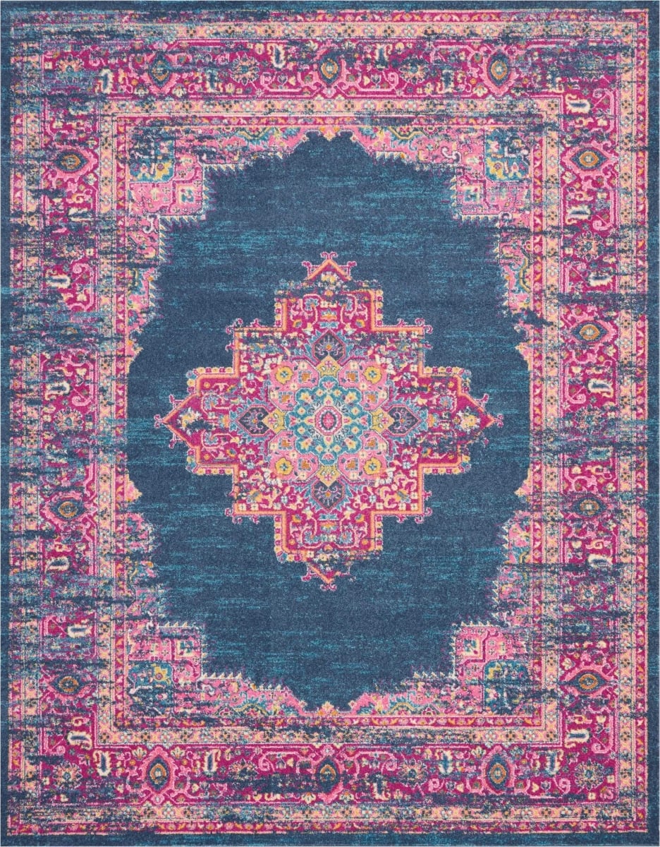 385256 8 x 10 ft. Blue & Pink Medallion Area Rug