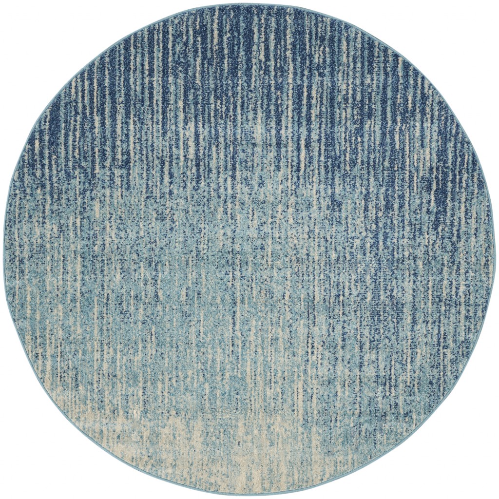 5 ft. Round Navy & Light Blue Abstract Area Rug
