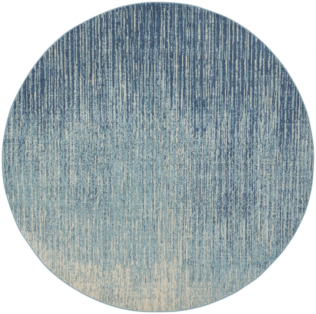 8 ft. Round Navy & Light Blue Abstract Area Rug