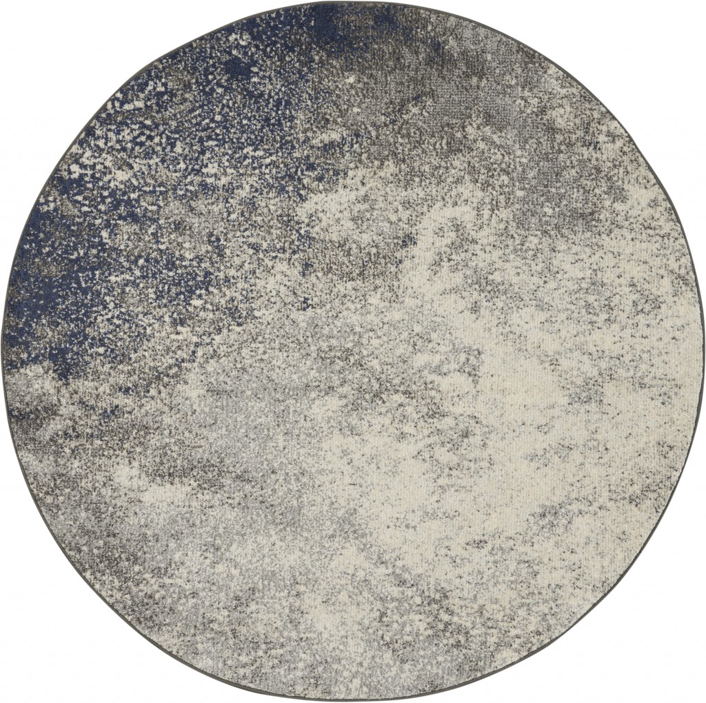 385293 4 ft. Round Charcoal & Ivory Abstract Area Rug