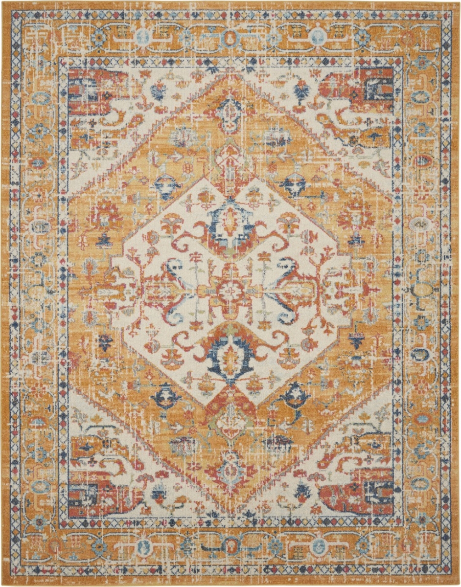 385567 8 x 10 ft. Ivory & Yellow Center Medallion Area Rug