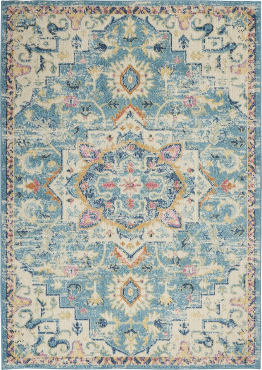 5 x 7 ft. Light Blue & Ivory Distressed Area Rug
