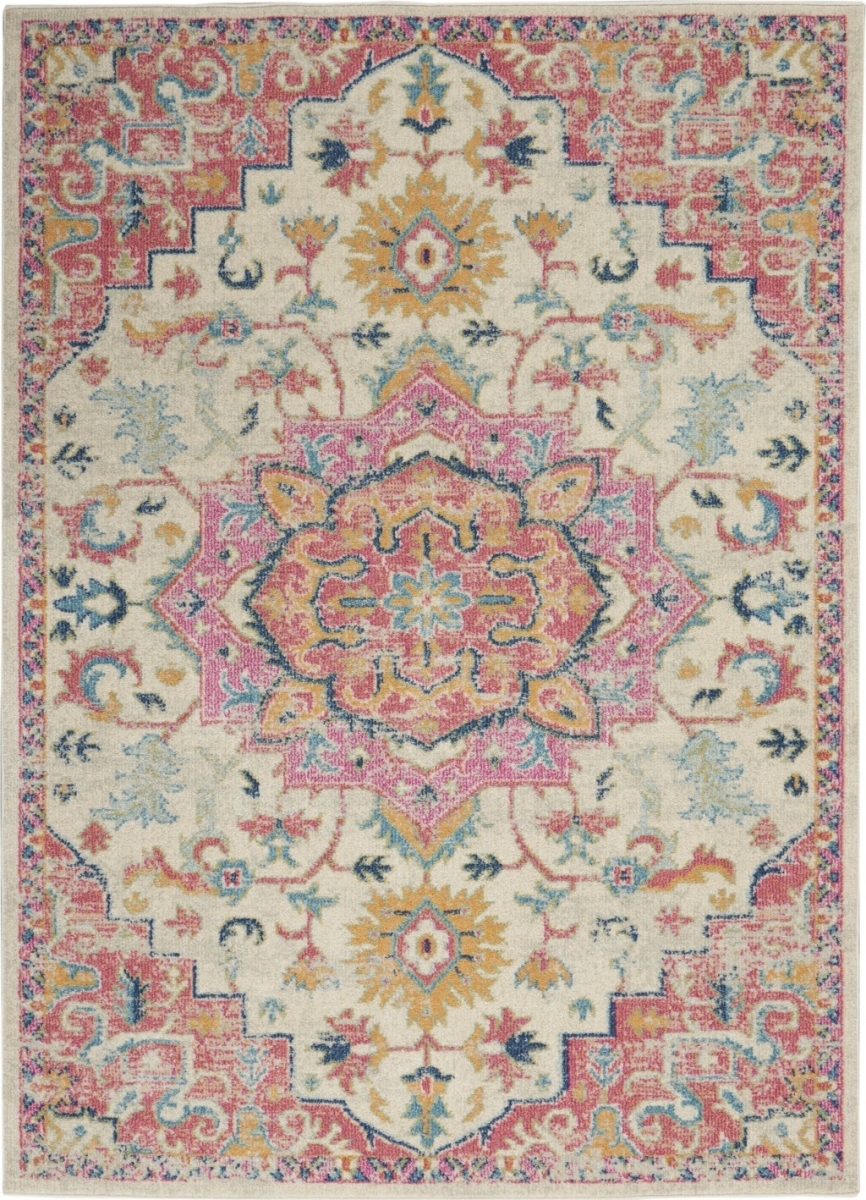4 x 6 ft. Ivory & Pink Medallion Area Rug