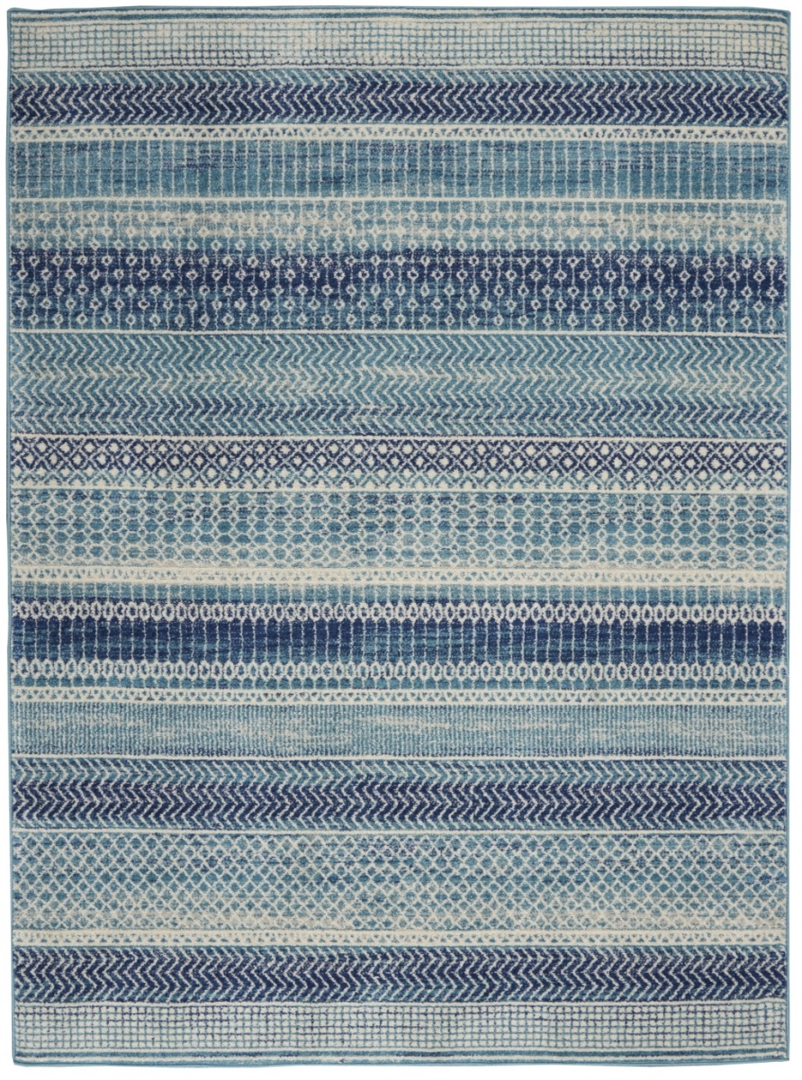 5 x 7 ft. Navy Blue Ornate Stripes Area Rug