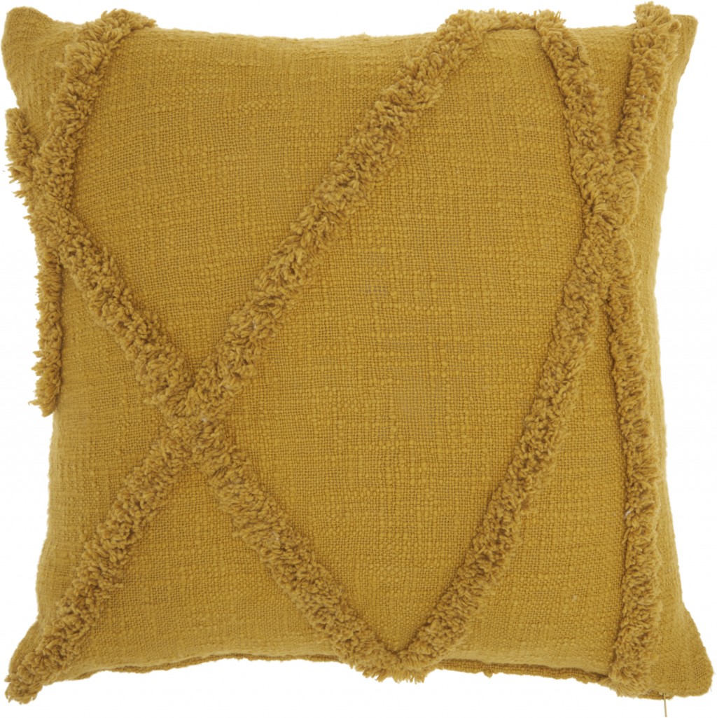 Picture of HomeRoots 386310 Boho Chic Textured Lines Throw Pillow, Mustard