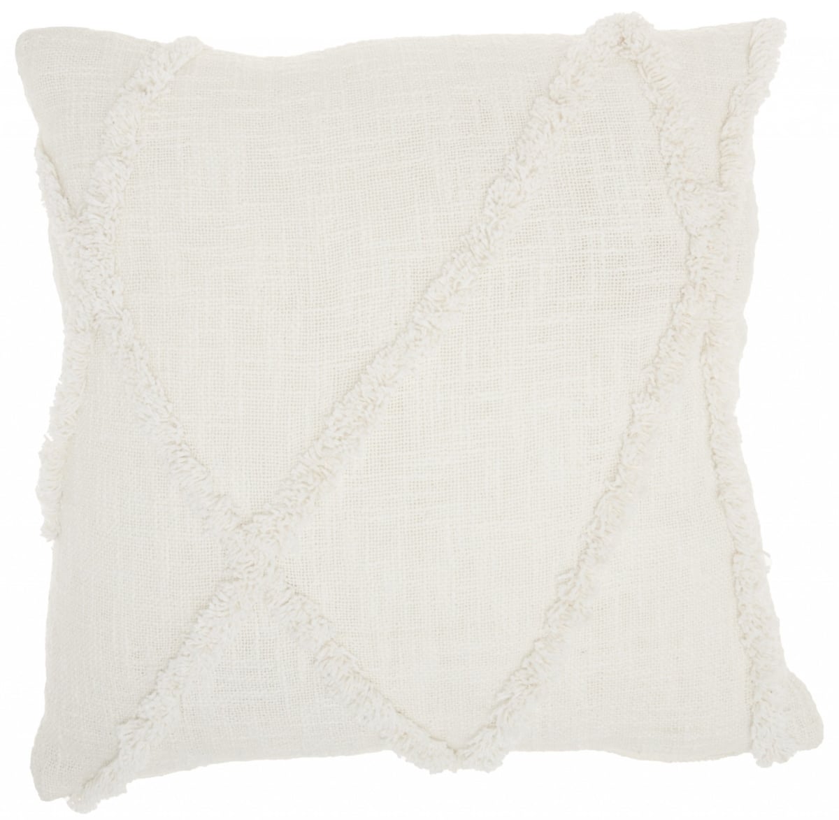 18 x 18 in. Boho Chic White Textured Lines Throw Pillow