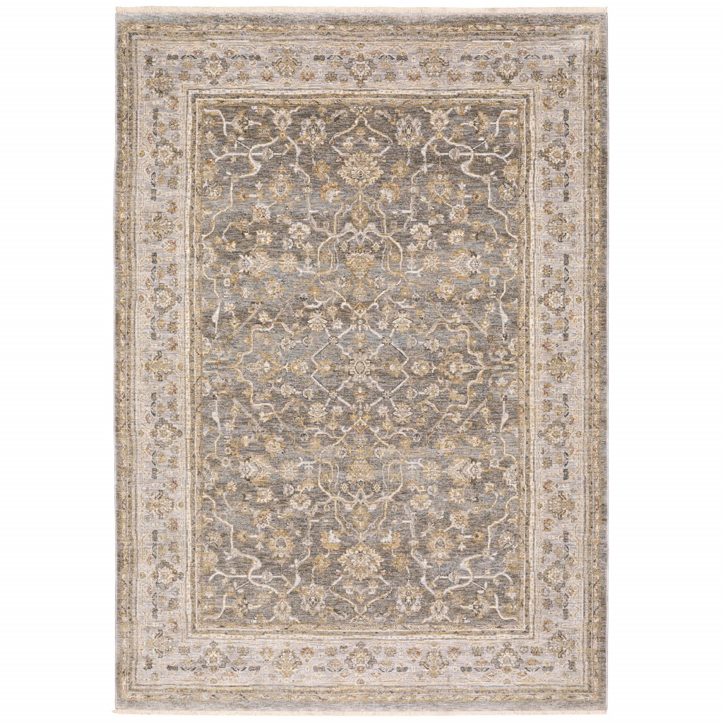 2 x 3 ft. Rectangle Machine Woven Oriental Indoor Area Rug - Beige & Grey