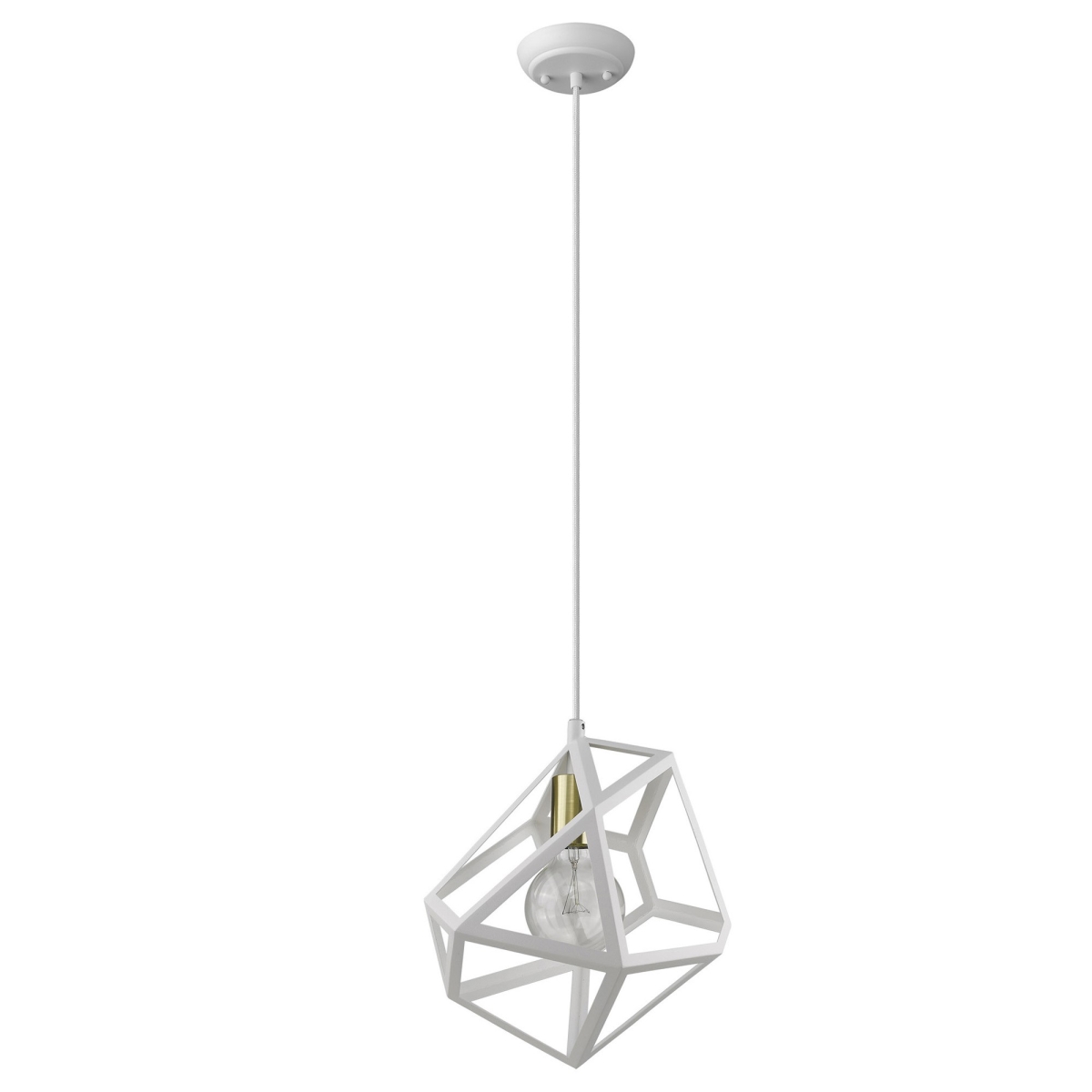 13.25 x 9.25 x 11 in. Hedron 1-Light White Pendant