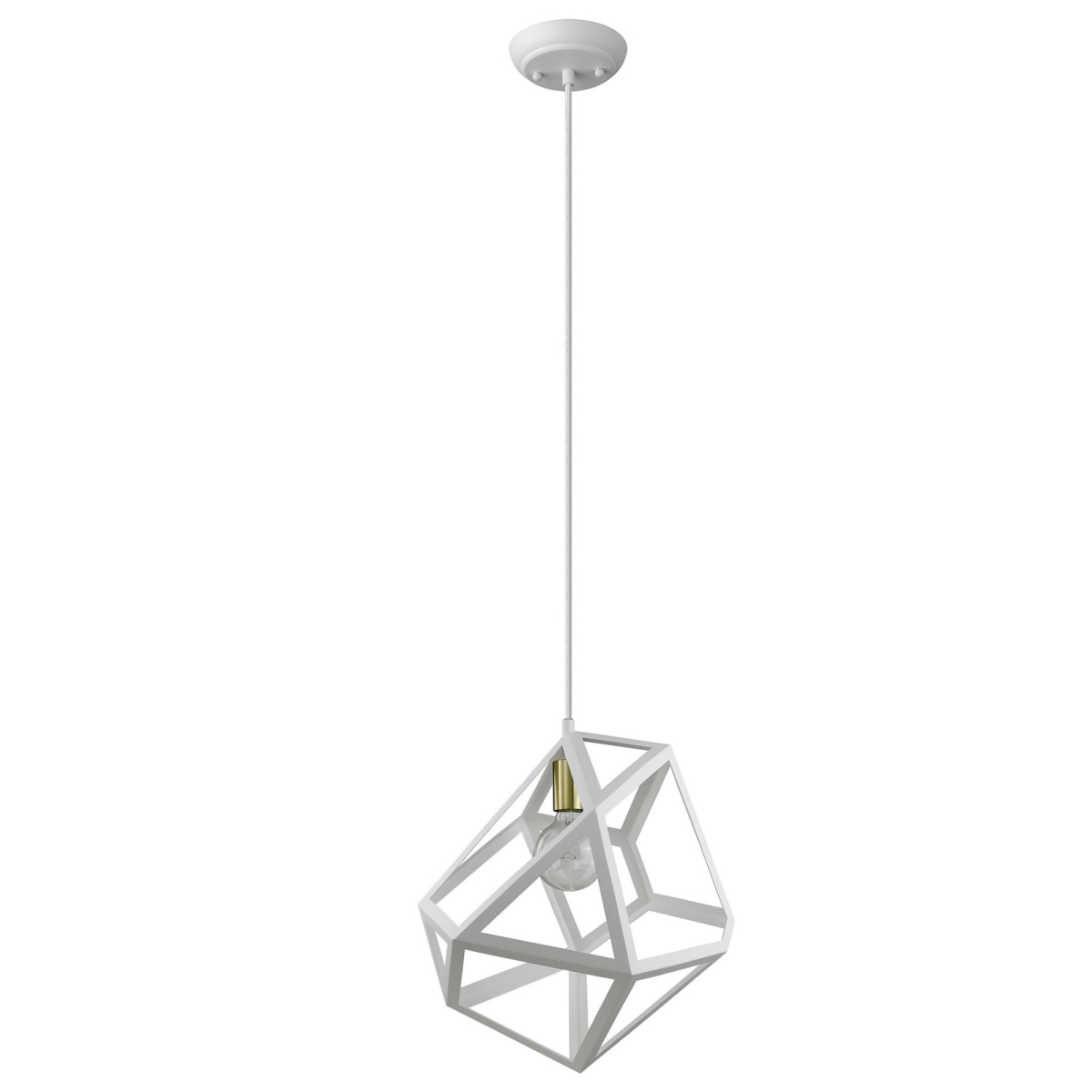 18.25 x 13 x 15.75 in. Hedron 1-Light White Pendant