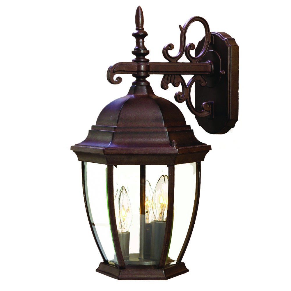 17.5 x 9.25 x 10.25 in. Wexford 3-Light Burled Walnut Wall Light