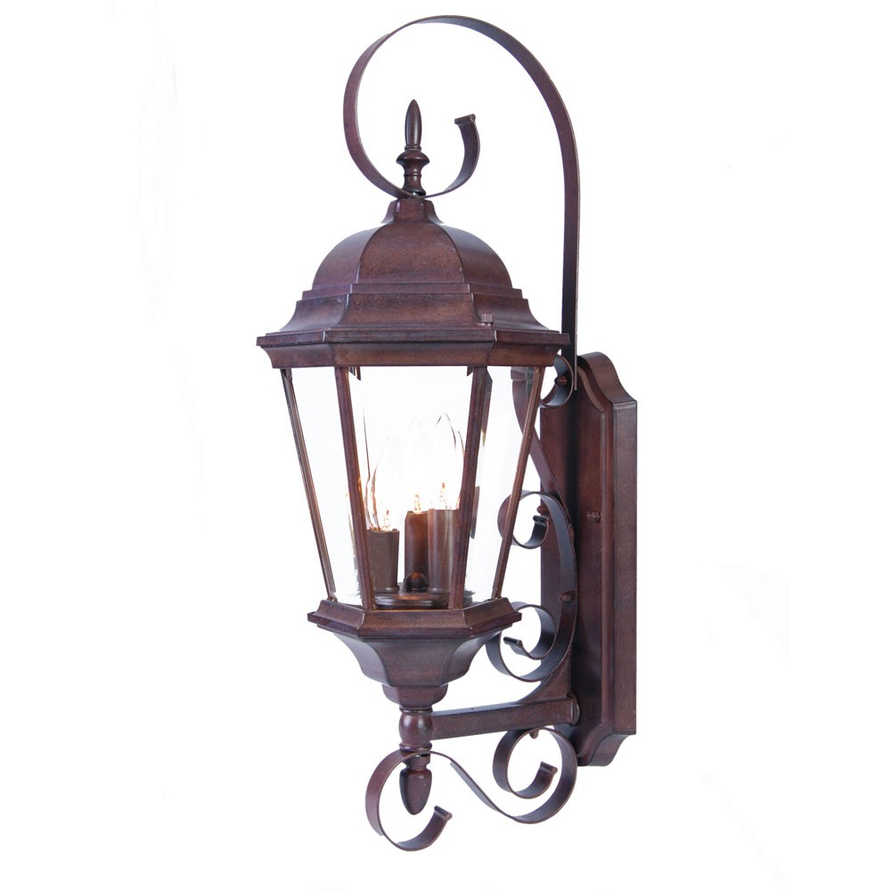 25 x 9.25 x 10.5 in. New Orleans 3-Light Burled Walnut Wall light