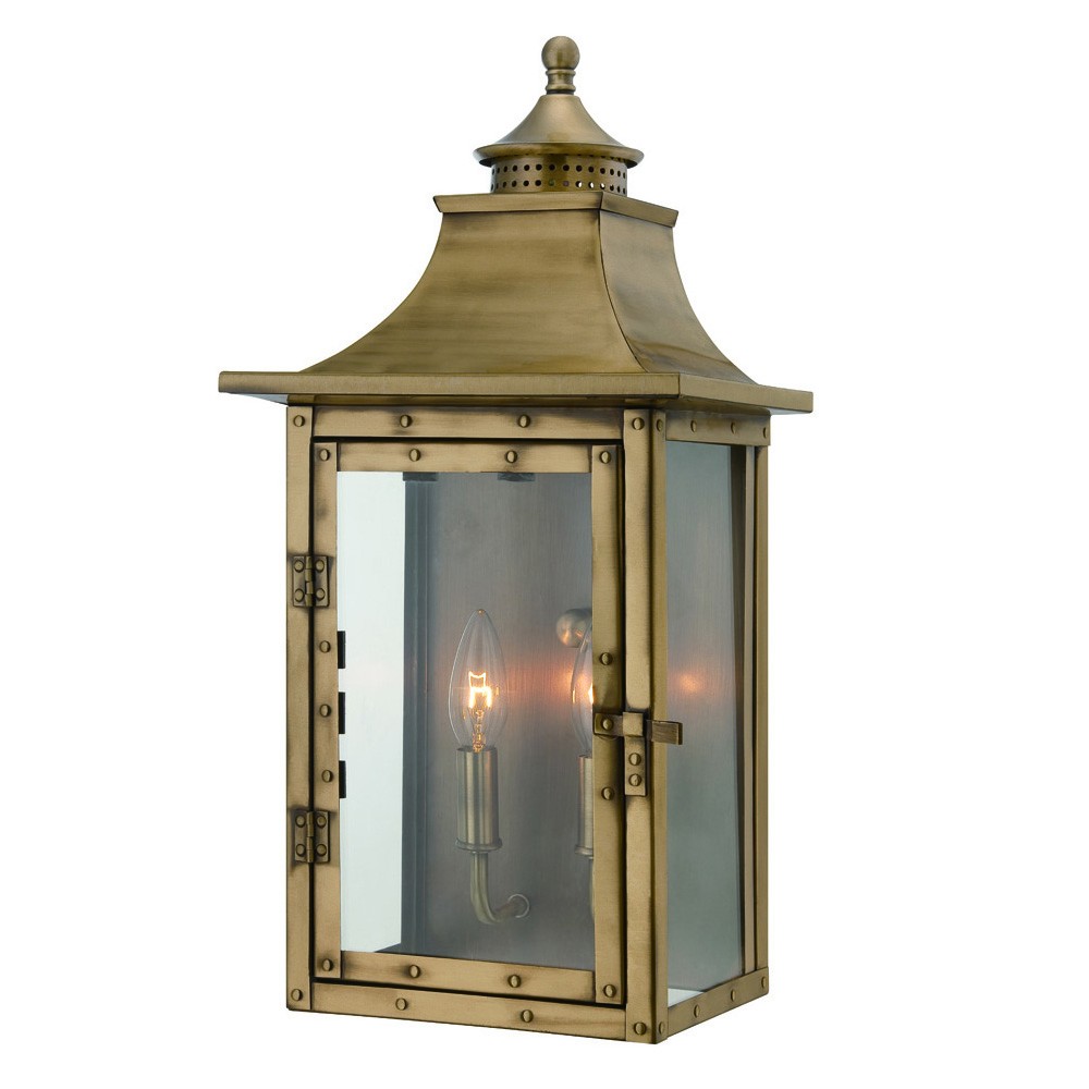 Picture of HomeRoots 398417 19.75 x 10 x 7 in. St. Charles 2-Light Aged Brass Wall Light