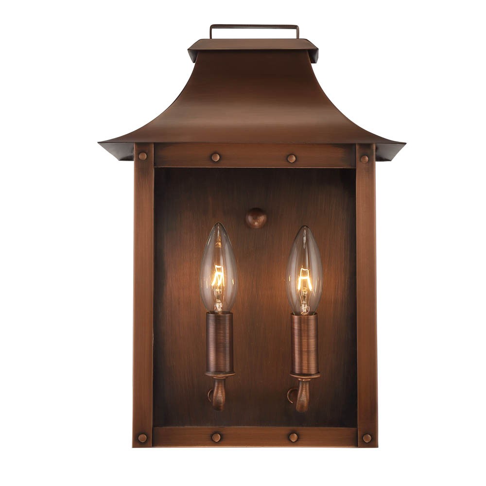 Picture of HomeRoots 398422 13.5 x 9.25 x 9.25 in. Manchester 2-Light Copper Patina Pocket Wall Light