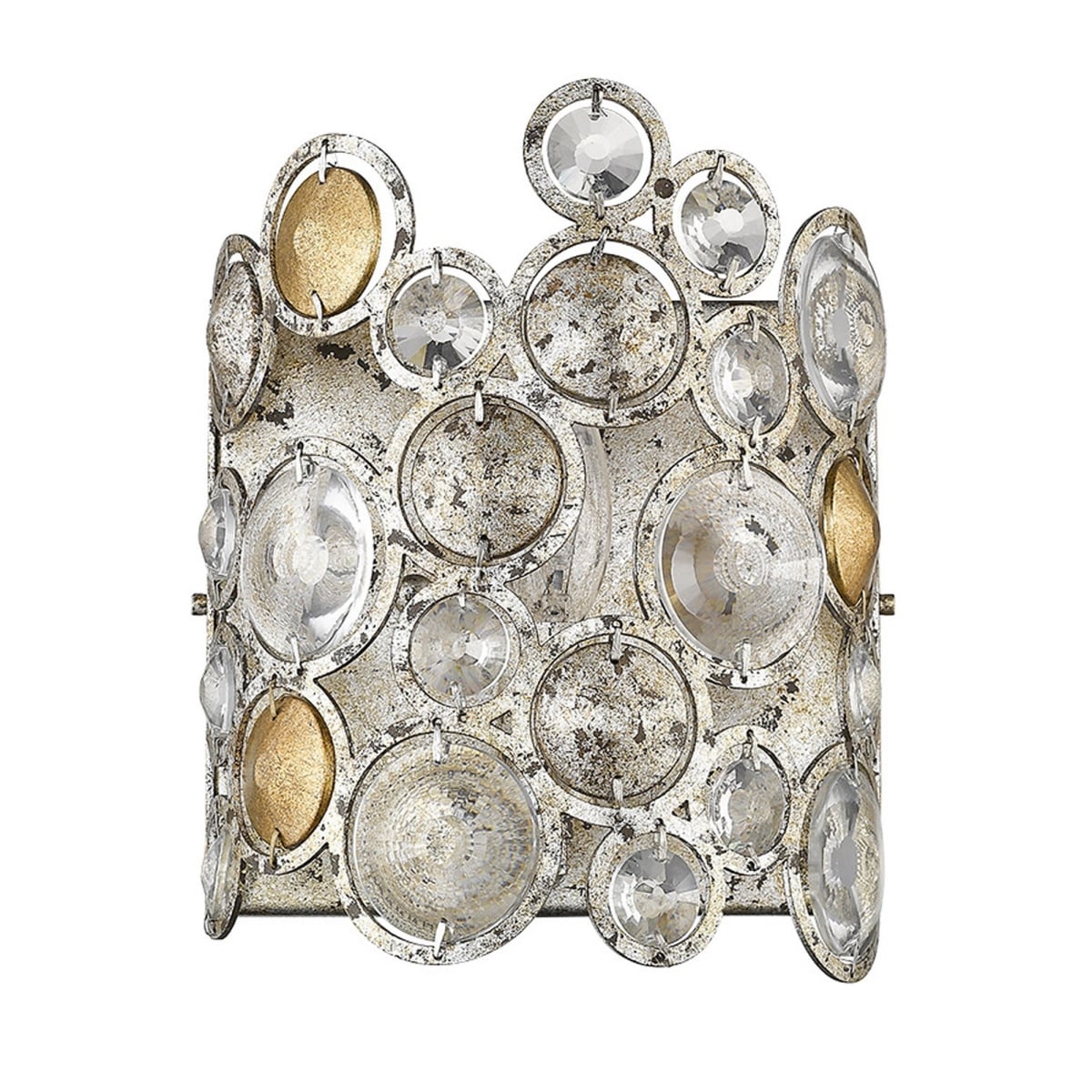 398446 9.25 x 7.5 x 4 in. Vitozzi 1-Light Antique Silver Leaf Sconce