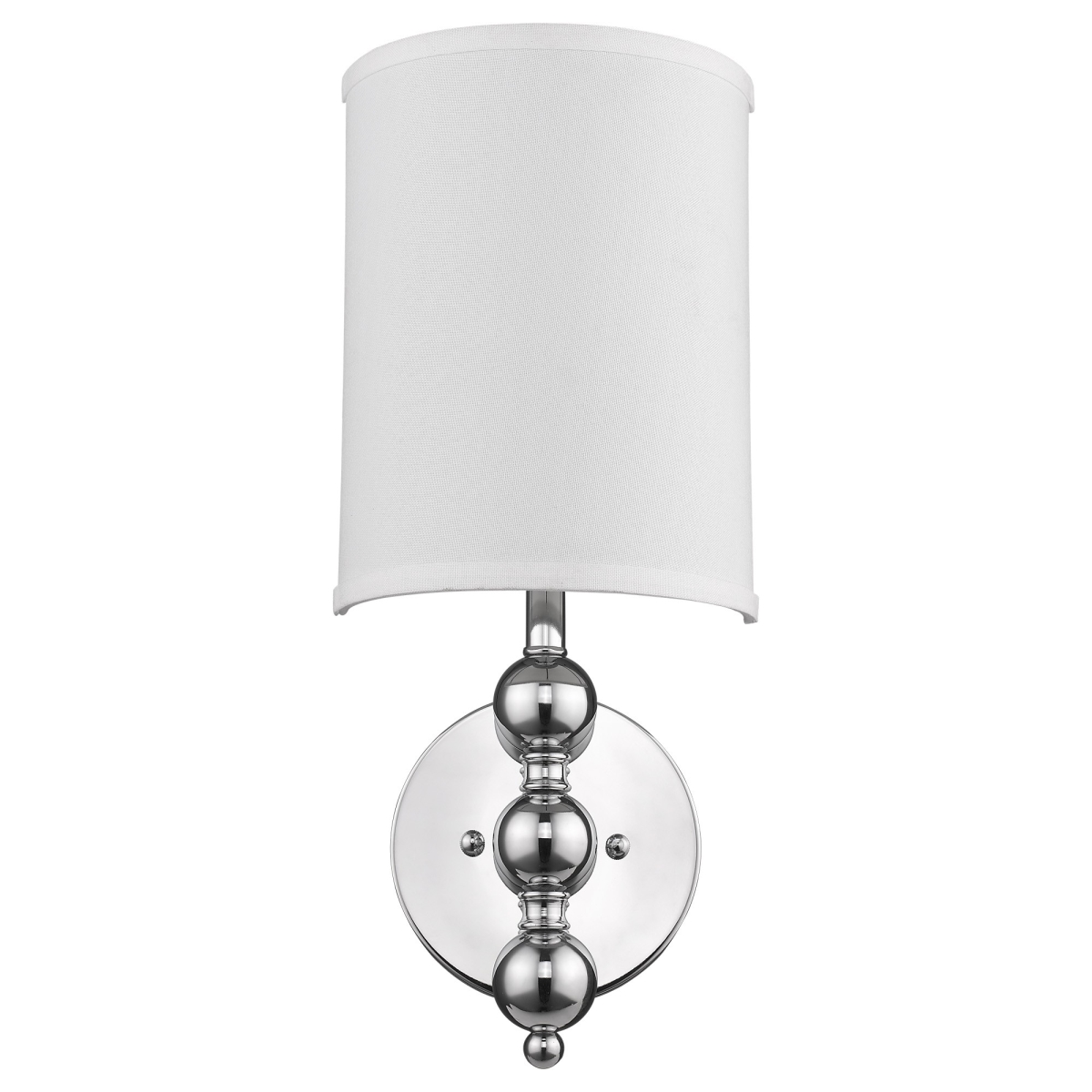 Picture of HomeRoots 398449 19 x 8 x 4 in. St. Clare 1-Light Polished Chrome Wall Sconce with White Linen 0.5 Round Shade