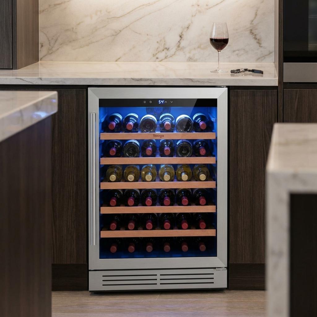 755847 32 x 22 in. Silver & Black Metal Single Compartment Wine Refrigerator