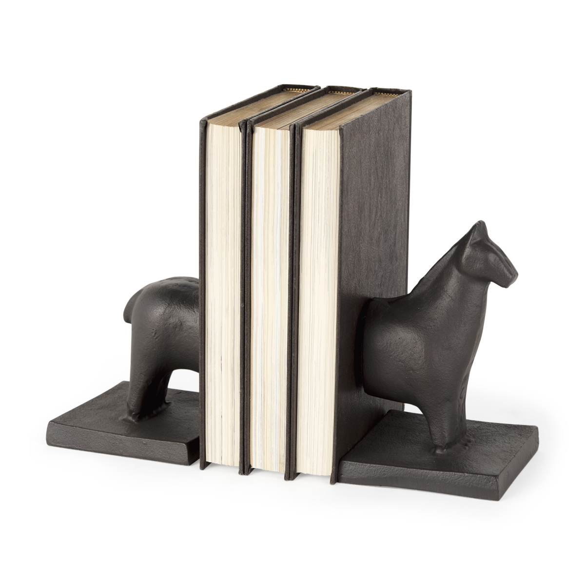 Picture of HomeRoots 392133 Cast Aluminum Horse Shaped Bookends, Black