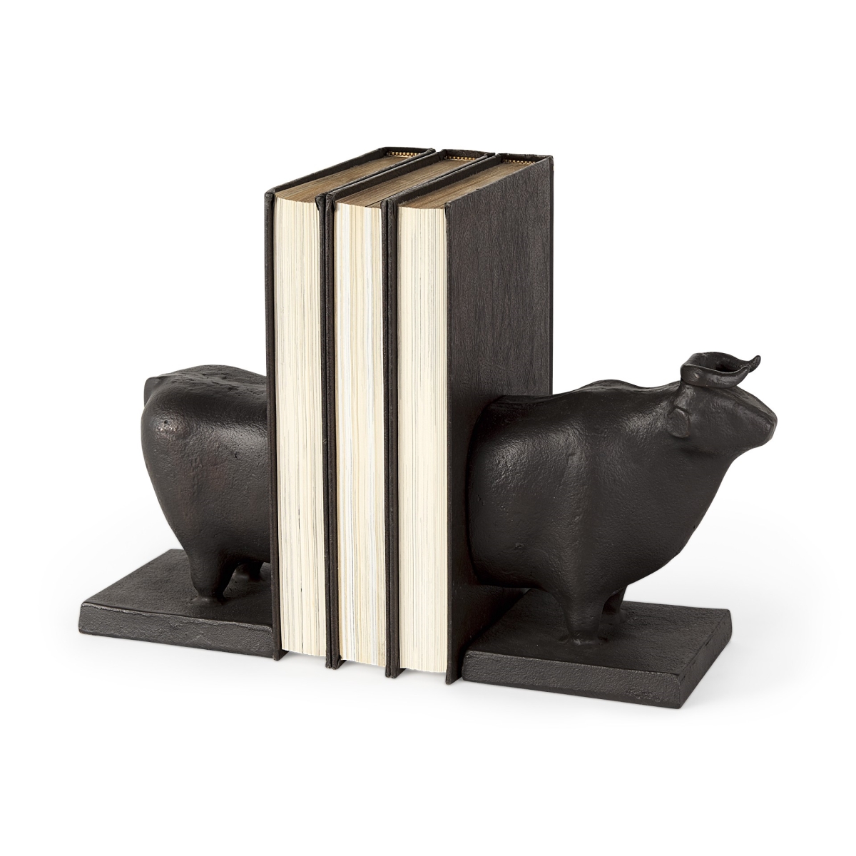 Picture of HomeRoots 392140 6.75 x 4.25 x 9 in. Black Cast Aluminum Bull Bookends