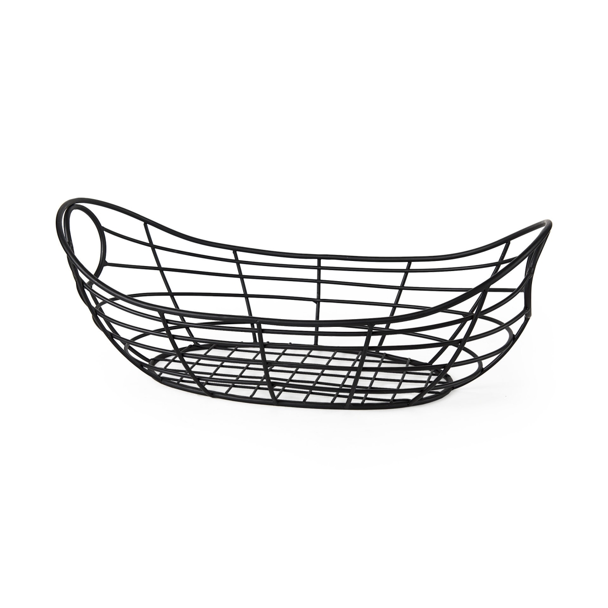 Picture of HomeRoots 392150 7.87 x 12 x 22.04 in. Black Metal Boat Shaped Basket