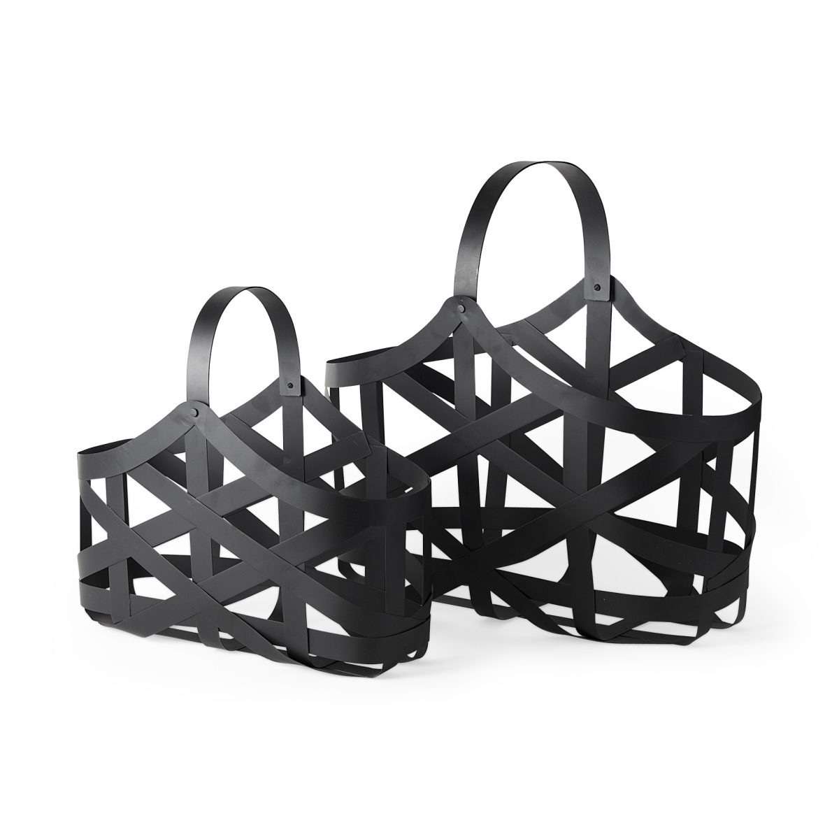 Picture of HomeRoots 392155 22 x 11 x 23 in. Black Geometric Metal Baskets
