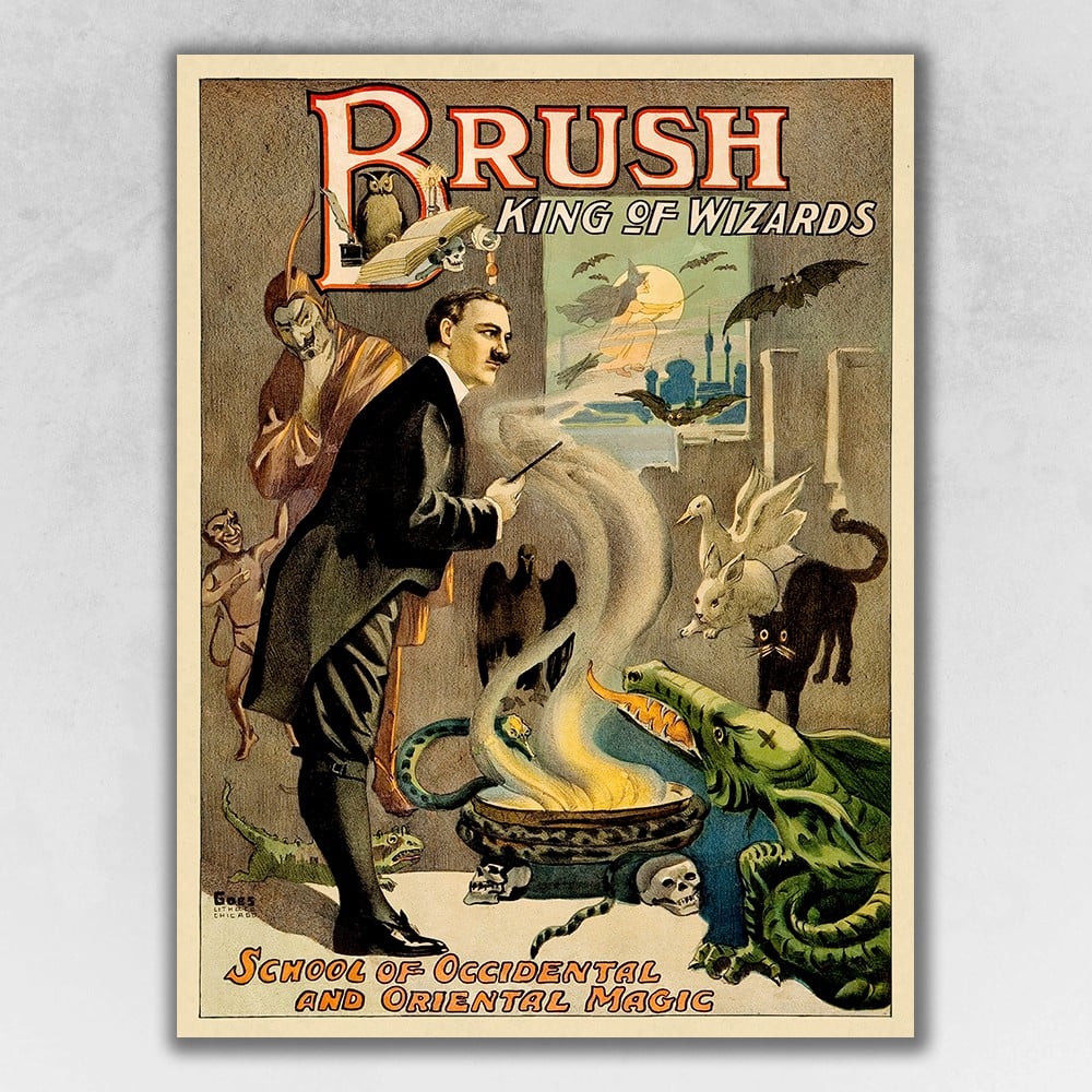 393287 20 x 28 in. Vintage 1895 Blackstone Magic Multi Color Wall Art