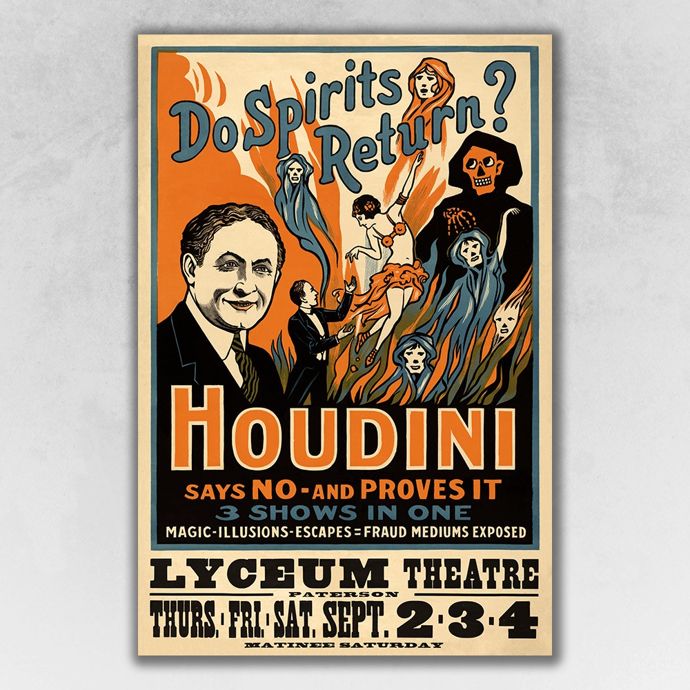 20 x 30 in. Houdini Spirits Vintage Magic Poster Multi Color Wall Art