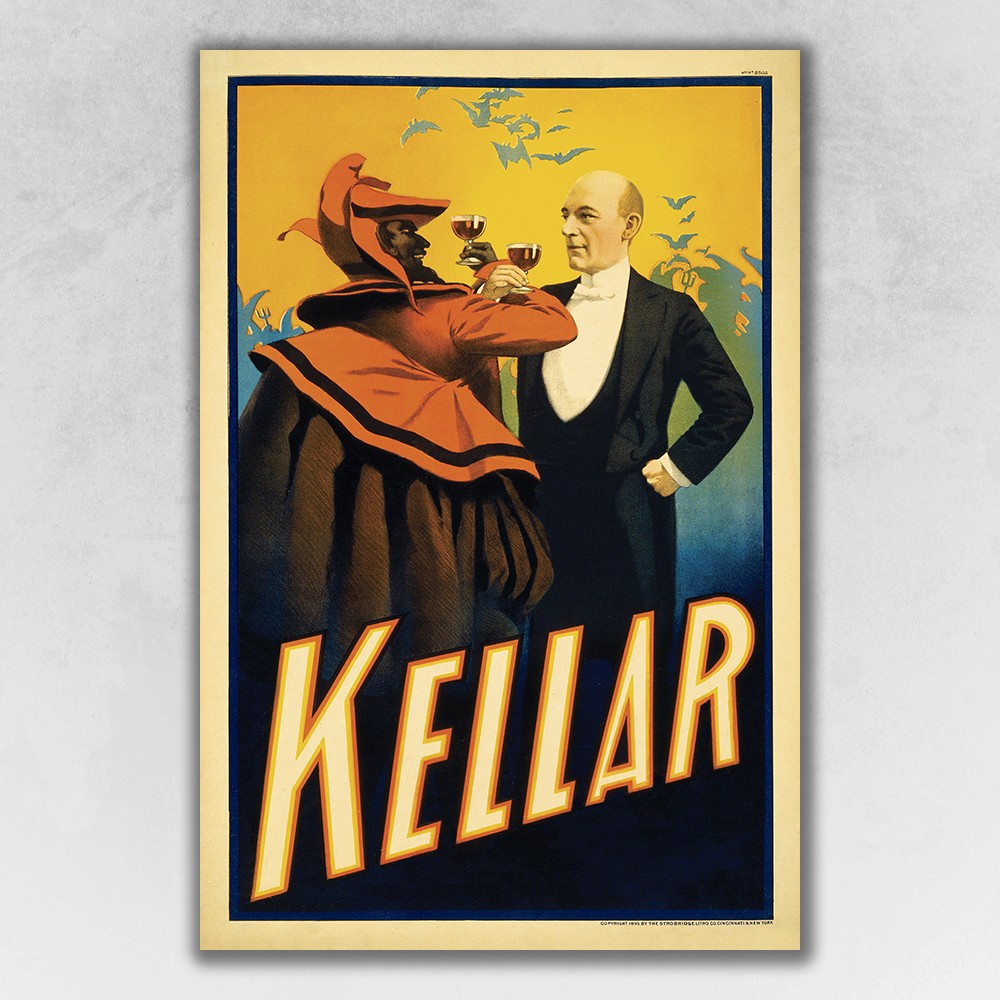 24 x 36 in. Kellar Drinks with the Devil Vintage Magic Poster Multi Color Wall Art