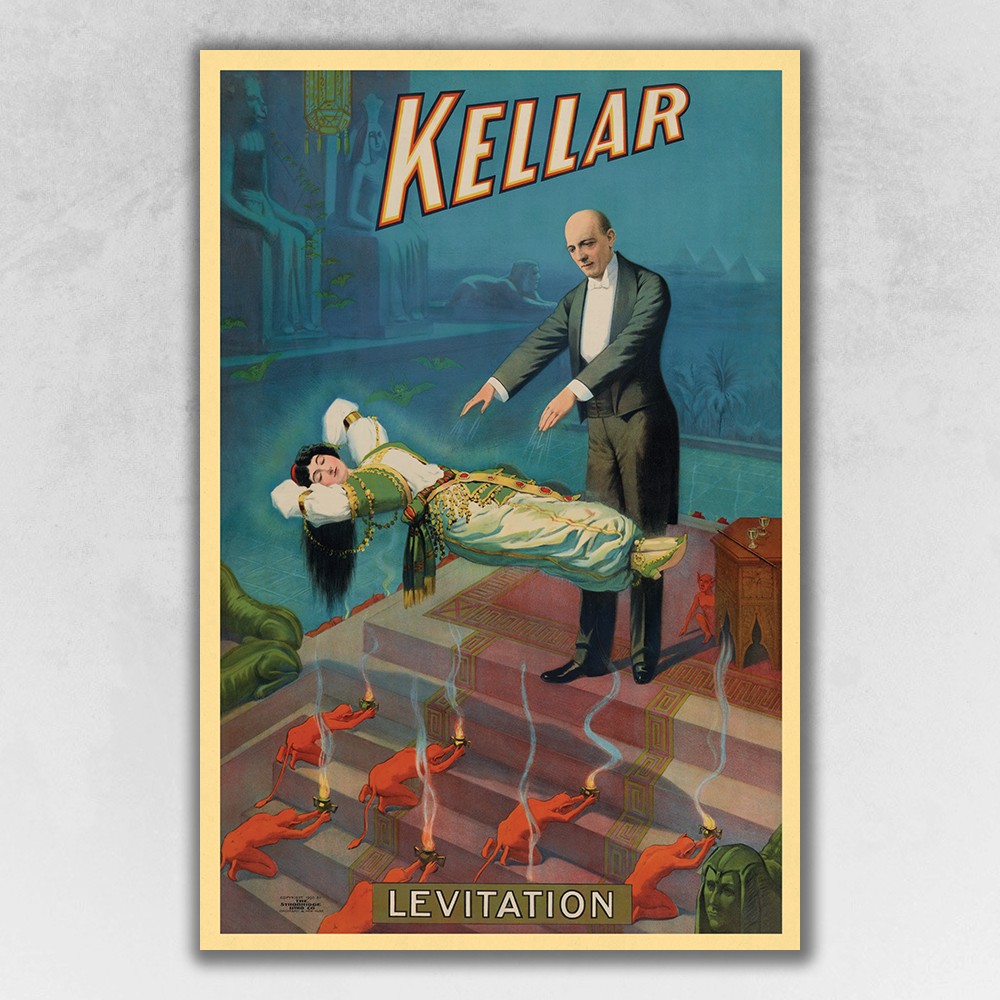 12 x 18 in. Kellar Levitation Vintage Magic Poster Multi Color Wall Art