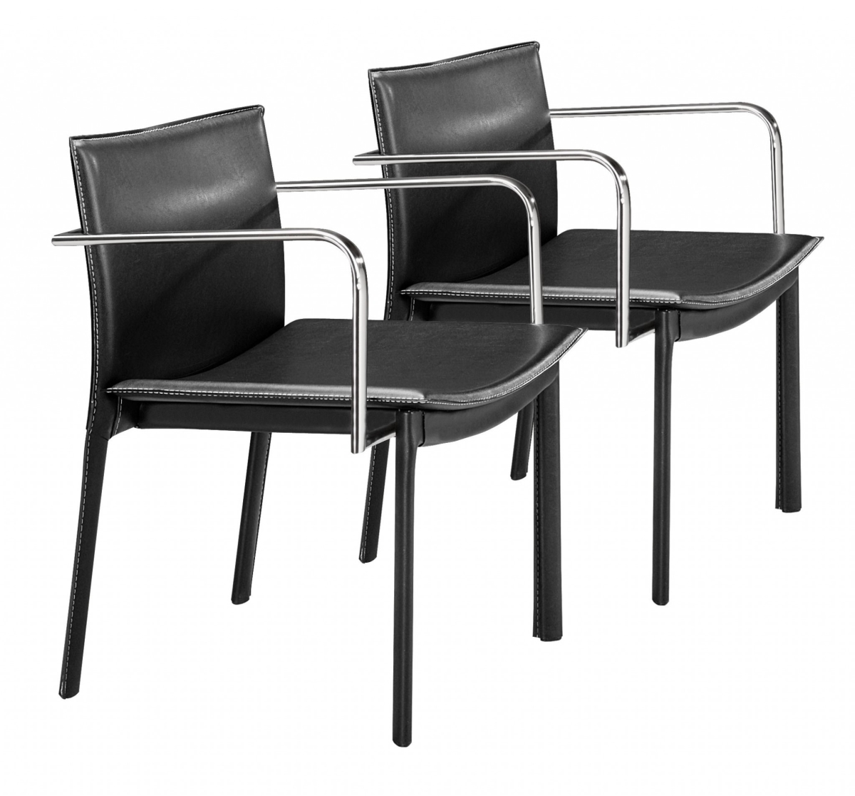 Picture of Homeroots Office 394937 Chrome Black Faux Leather Armchairs&#44; Black - Set of 2